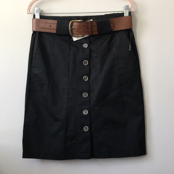Zara Dresses & Skirts - Zara BLACK button front utility skirt with belt M